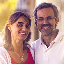 A smiling middle-aged couple